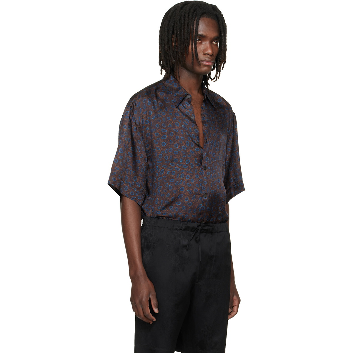 Dries Van Noten Brown & Blue Button-Down Shirt