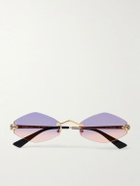 Cartier Eyewear - Panthère de Cartier Rimless Hexagon-Frame Gold-Tone Sunglasses