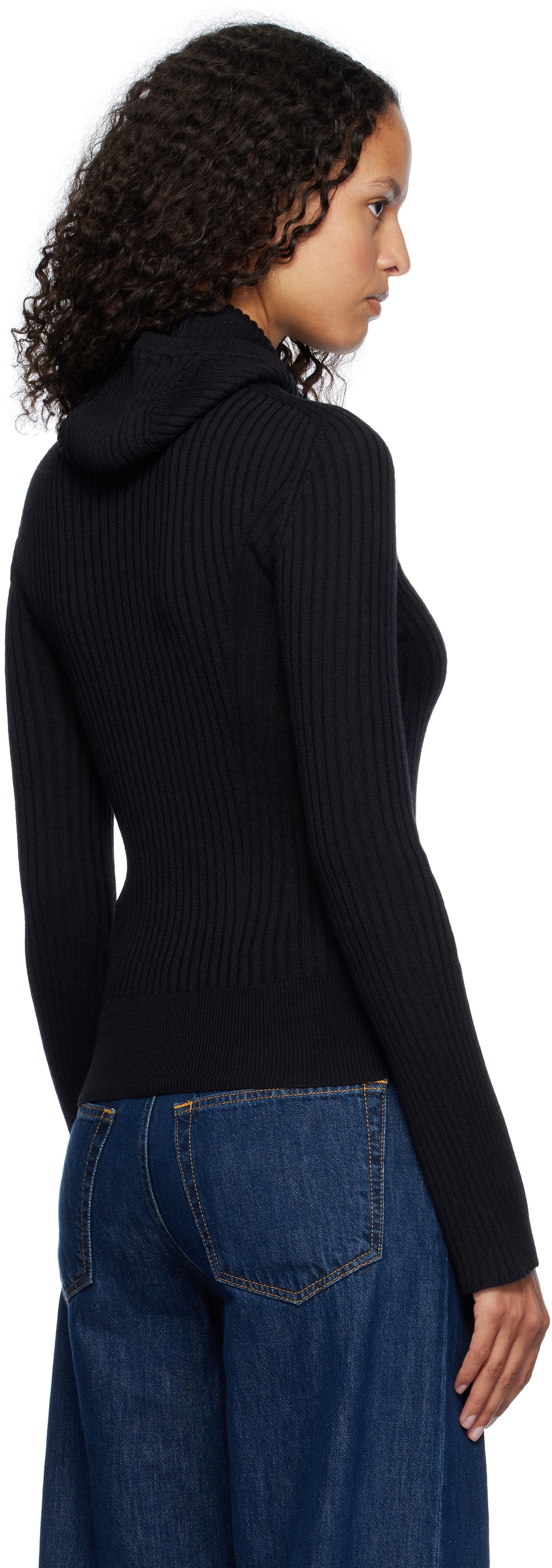 Moncler Black Virgin Wool Hoodie