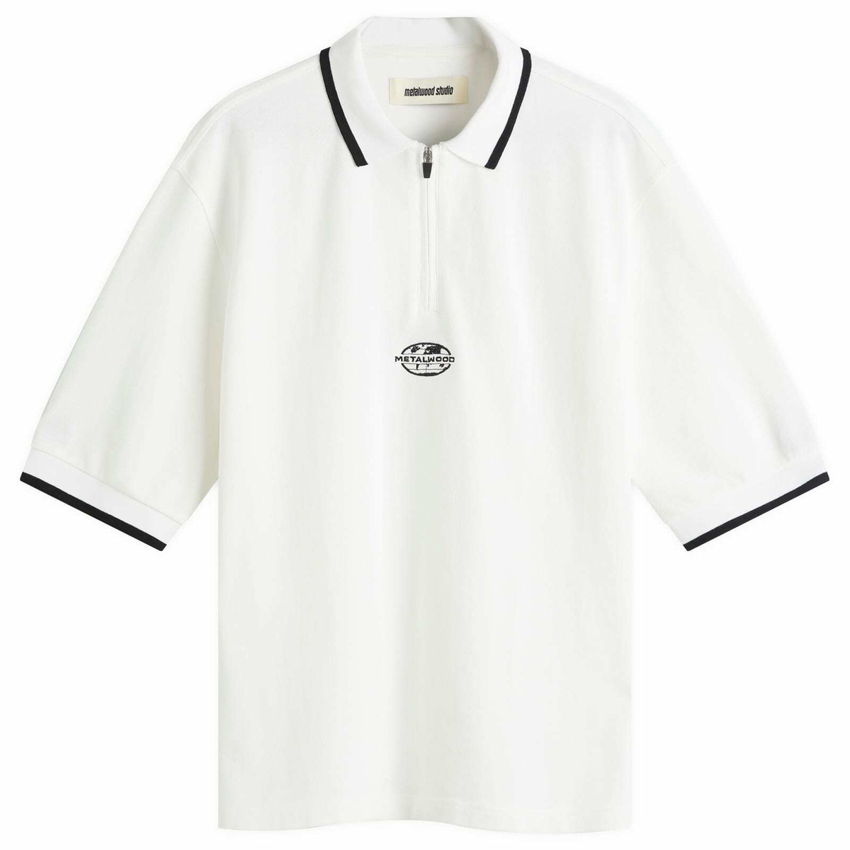 Metalwood Studio Men's World Class Zip Polo in White