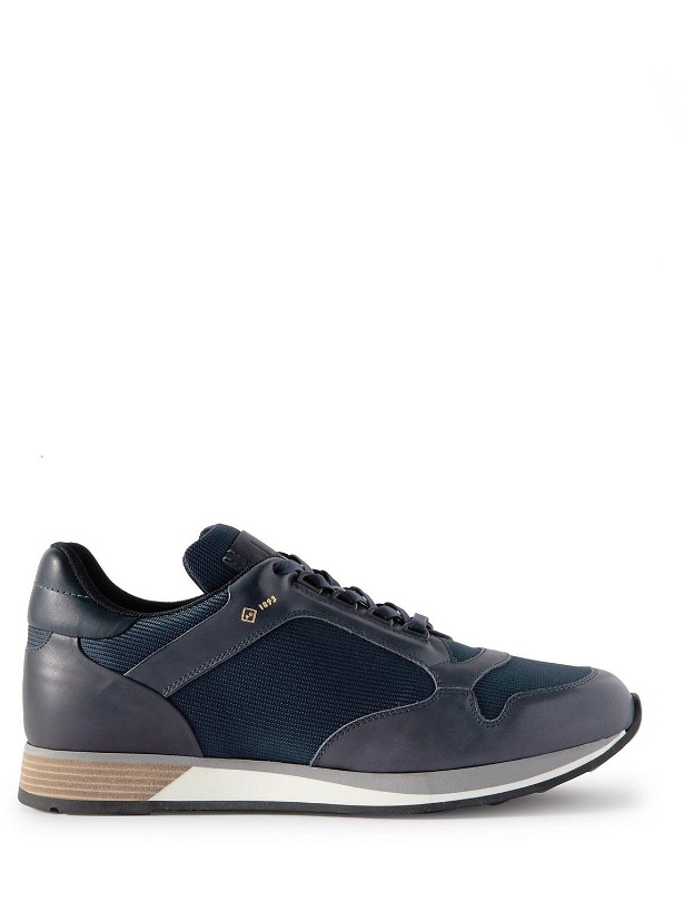 Photo: Dunhill - Duke Mesh and Leather Sneakers - Blue