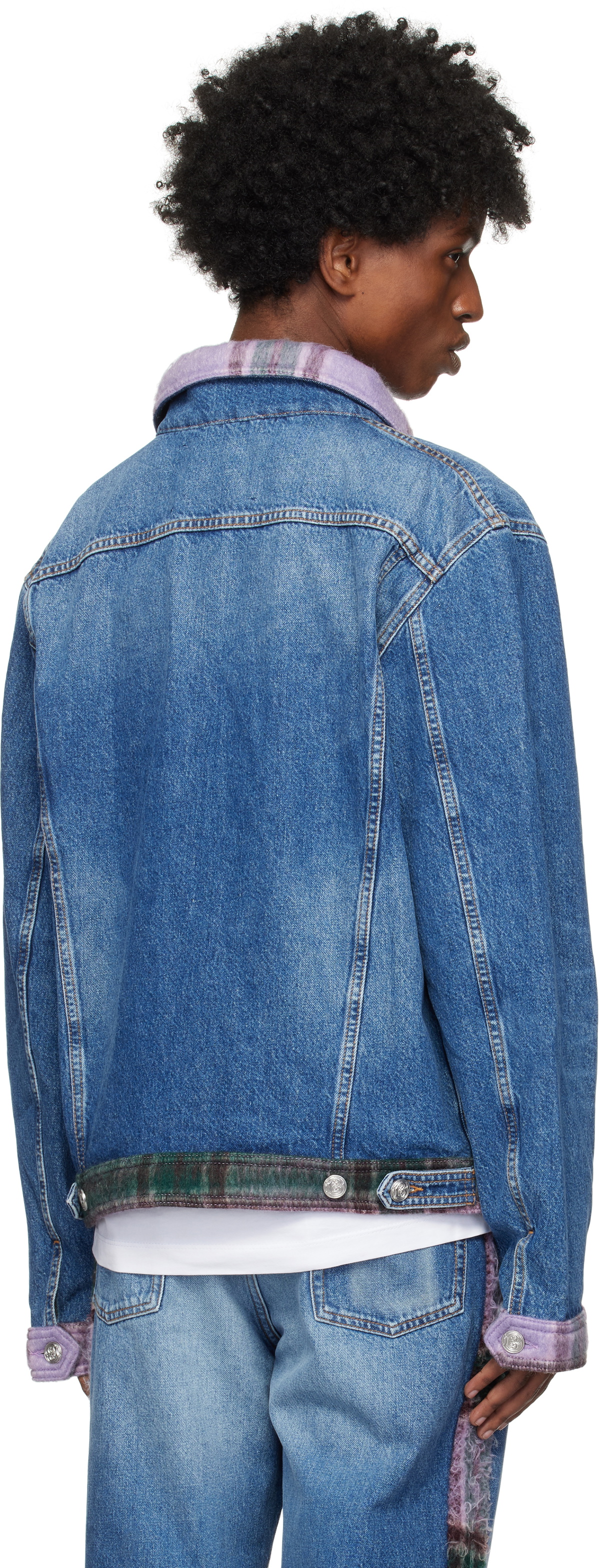 BLUEMARBLE Blue Tartan Denim Jacket