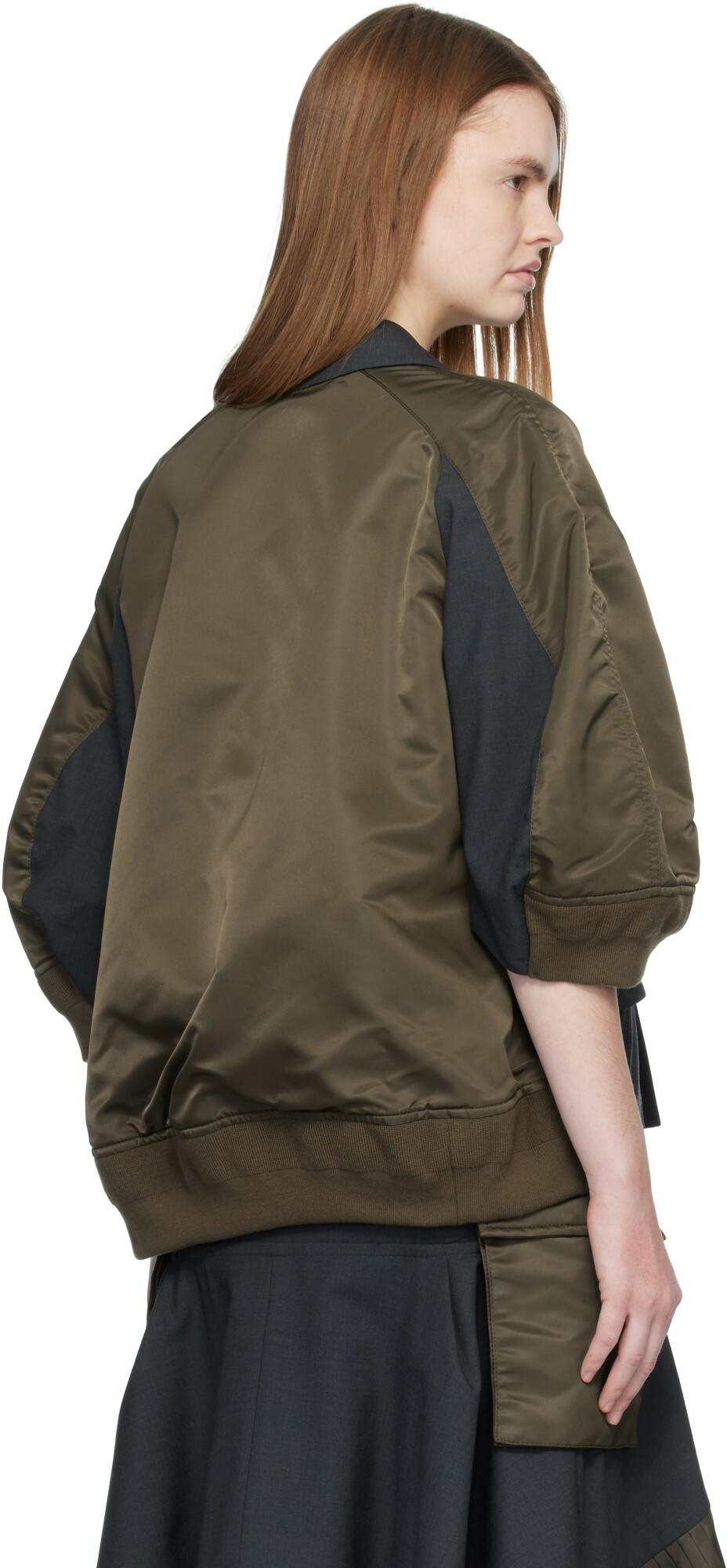 sacai Gray & Khaki Suiting Nylon Twill Blazer