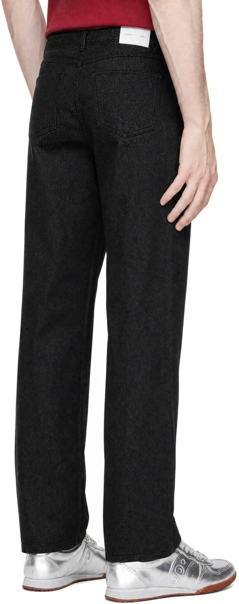 AMOMENTO Black Straight Fit Denim Jeans