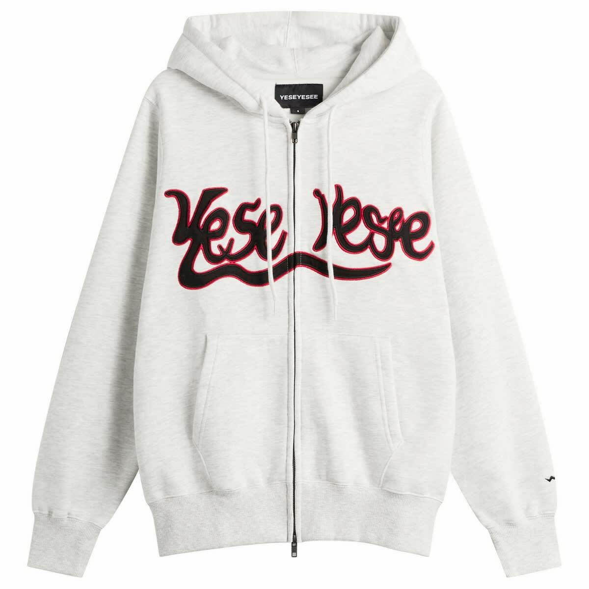 YESEYESEE Women's Y.E.S Snail Logo Zip-up Hoodie in Light Grey