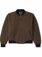 Small Talk - Reversible Fleece and Crinkled-Gabardine Bomber Jacket - Brown