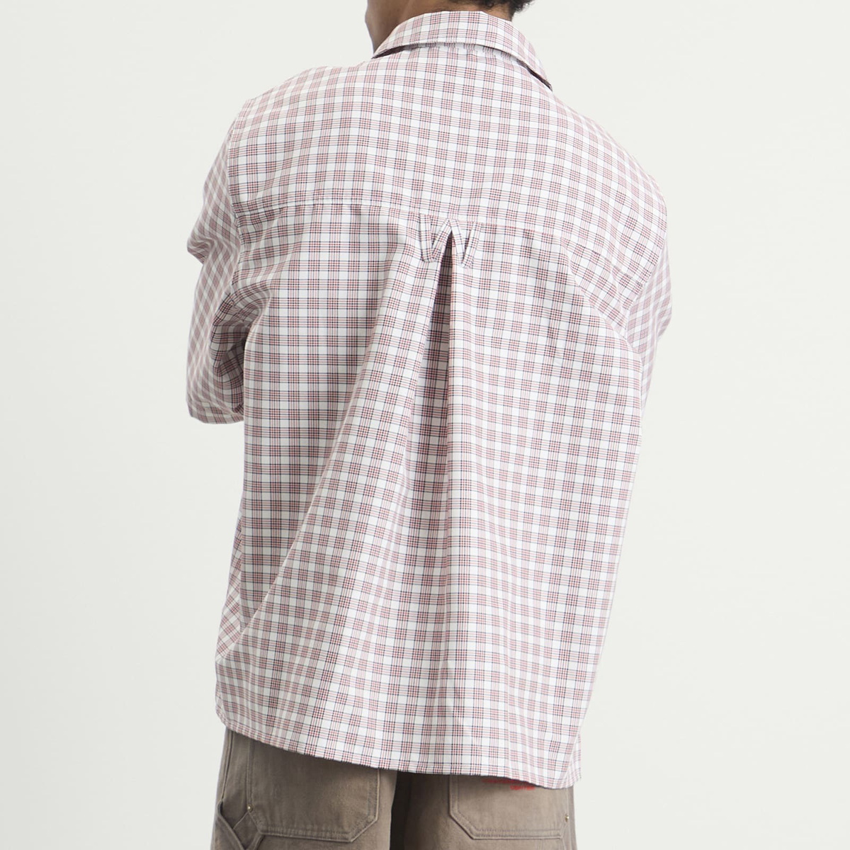Willy Chavarria Men's Check Corcoran Shirt in Red/White Picnic Plaid