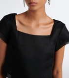 Posse Alfie cropped embroidered linen top