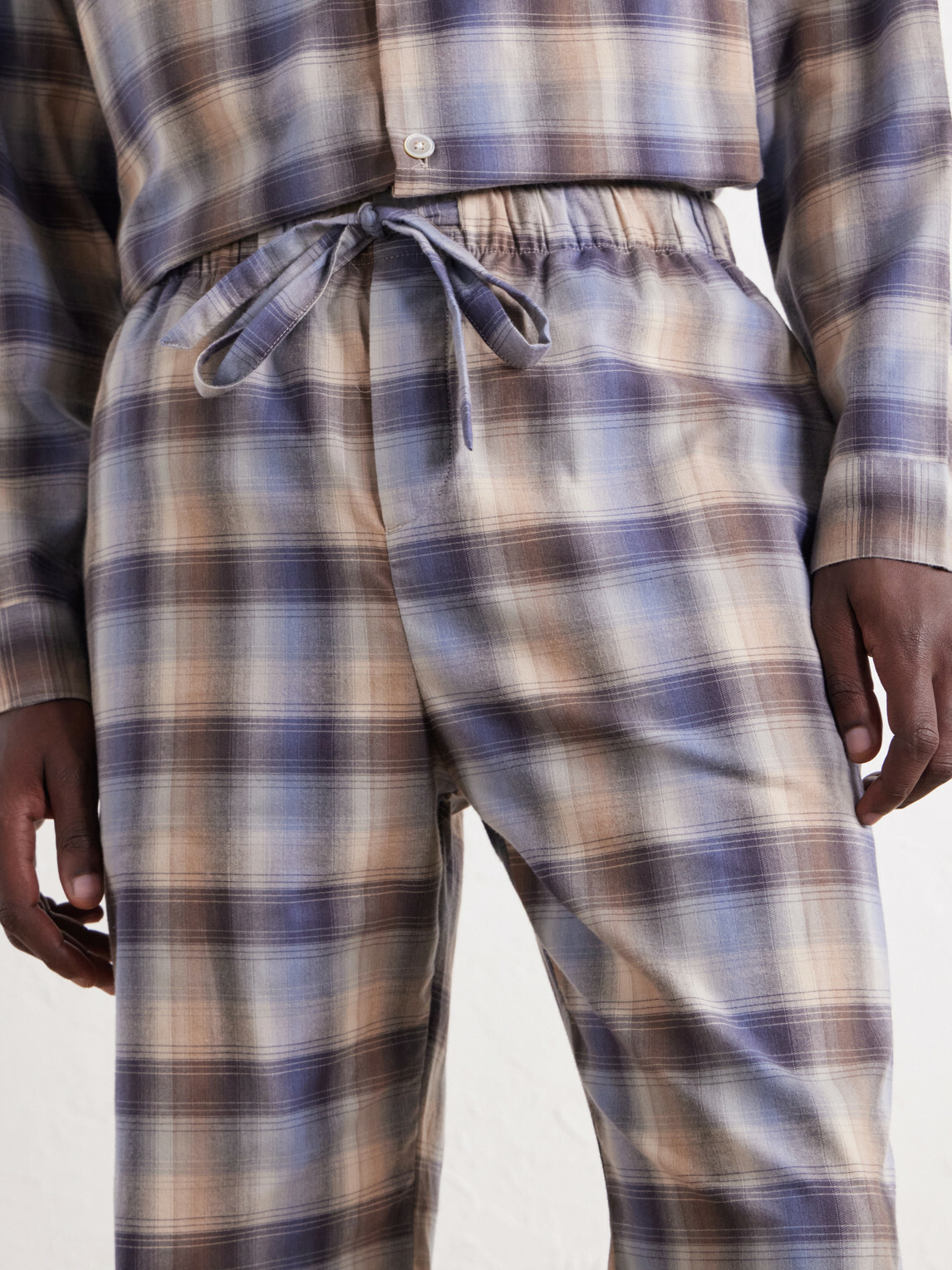 TEKLA - Auralee Checked Organic Cotton-Flannel Pyjama Trousers - Blue