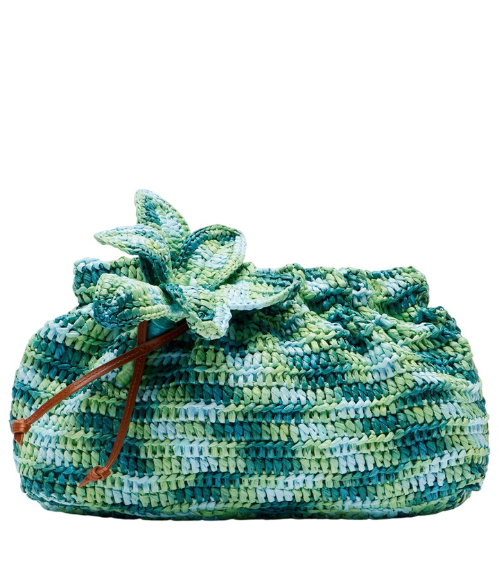 Photo: Aquazzura Calypso floral-appliqué raffia clutch