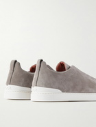 Zegna - Suede Slip-On Sneakers - Gray