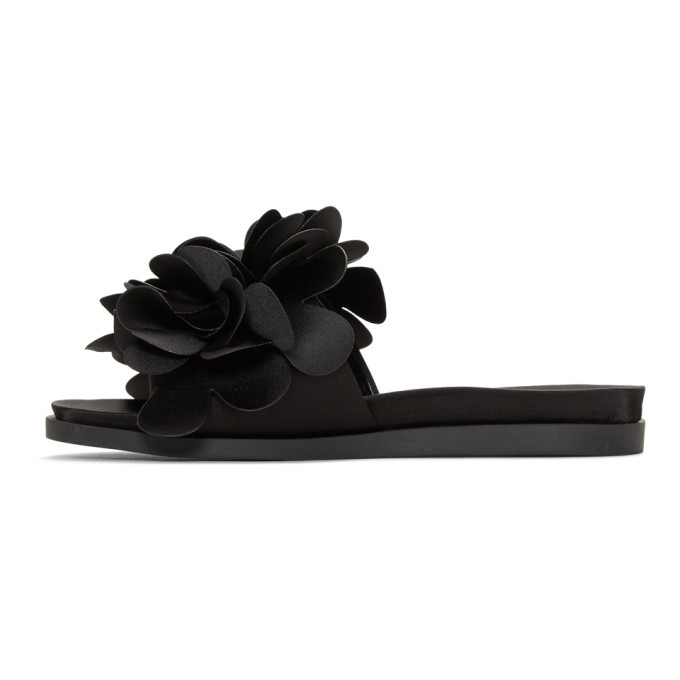 Simone Rocha Black 3D Flower Slides Simone Rocha