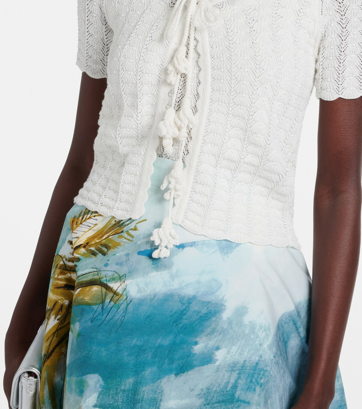 Oscar de la Renta Pointelle cotton and silk cardigan