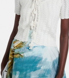 Oscar de la Renta Pointelle cotton and silk cardigan