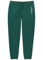 Saint Laurent Logo-embroidered Cotton Sweatpants Green
