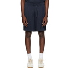 Casablanca Navy Viscose Monogram Shorts