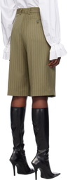 MSGM Khaki Pinstripe Shorts