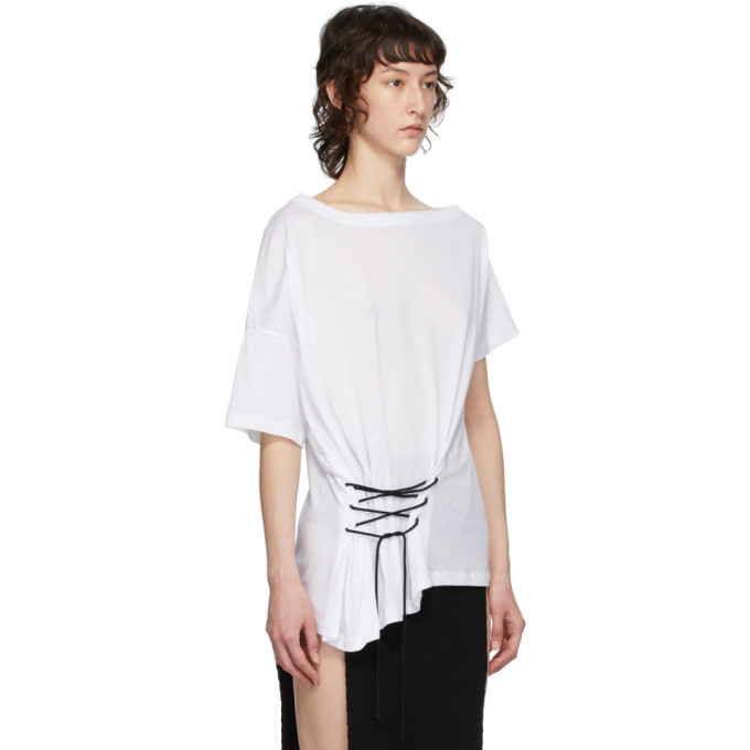 Ann Demeulemeester White Tie-Up T-Shirt Ann Demeulemeester