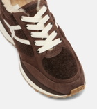 Veronica Beard Valentina suede-trimmed leather sneakers