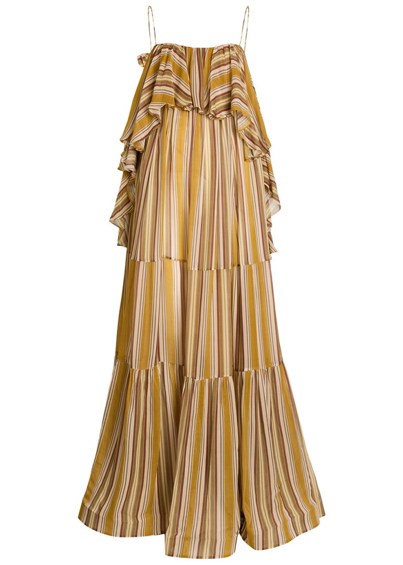 strapless open back dress Zimmerman Burnout Strapless Pleated Midi Dress Gold Twill Size 2 –  Celebrity Owned