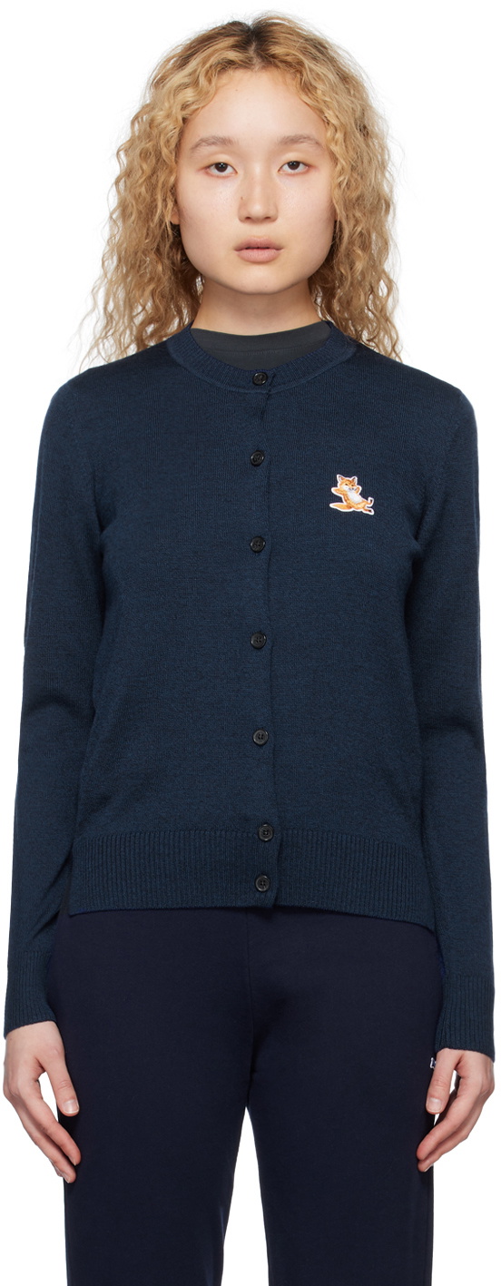 Maison Kitsuné Navy Chillax Fox Cardigan Maison Kitsune
