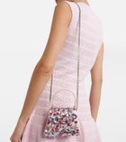 Self-Portrait Mini embellished satin top-handle bag