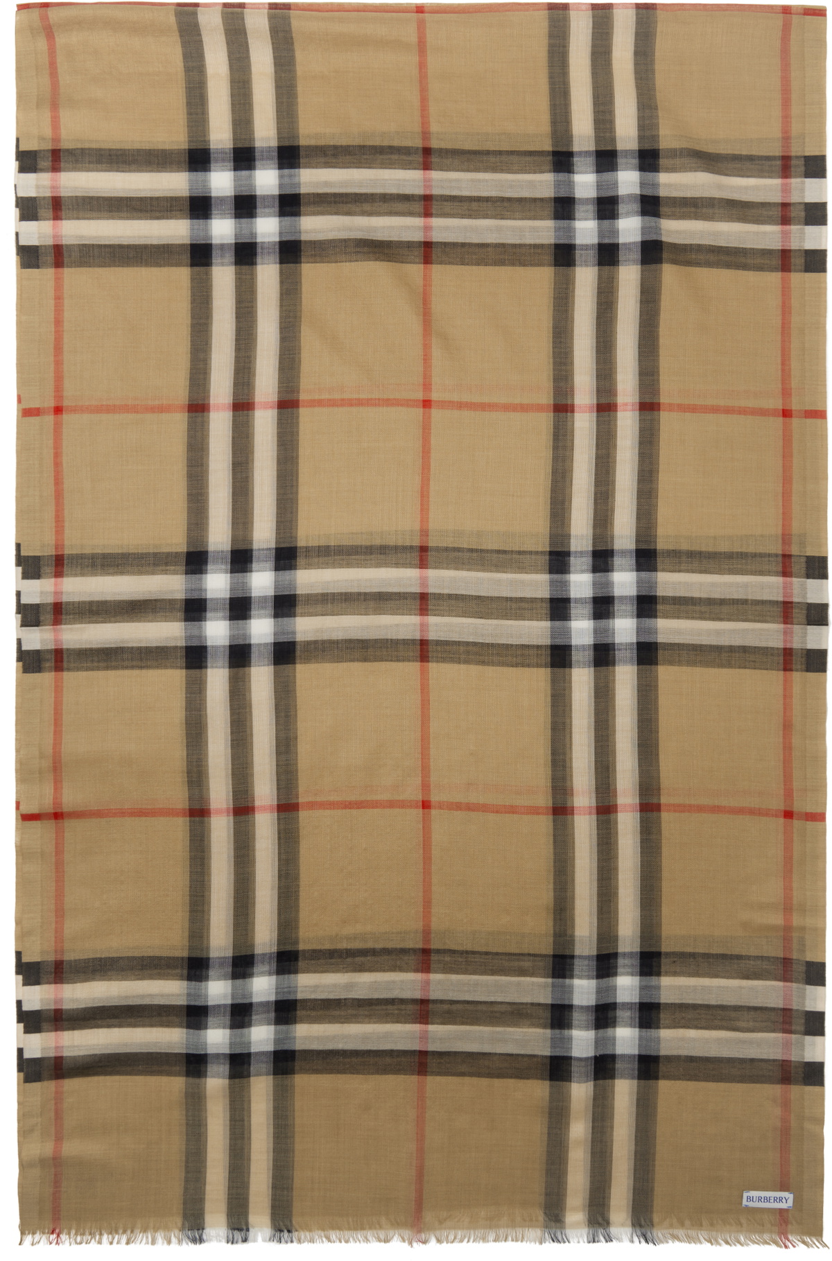 Burberry Beige Check Wool Silk Scarf