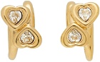Jiwinaia Gold & White Heart Earrings