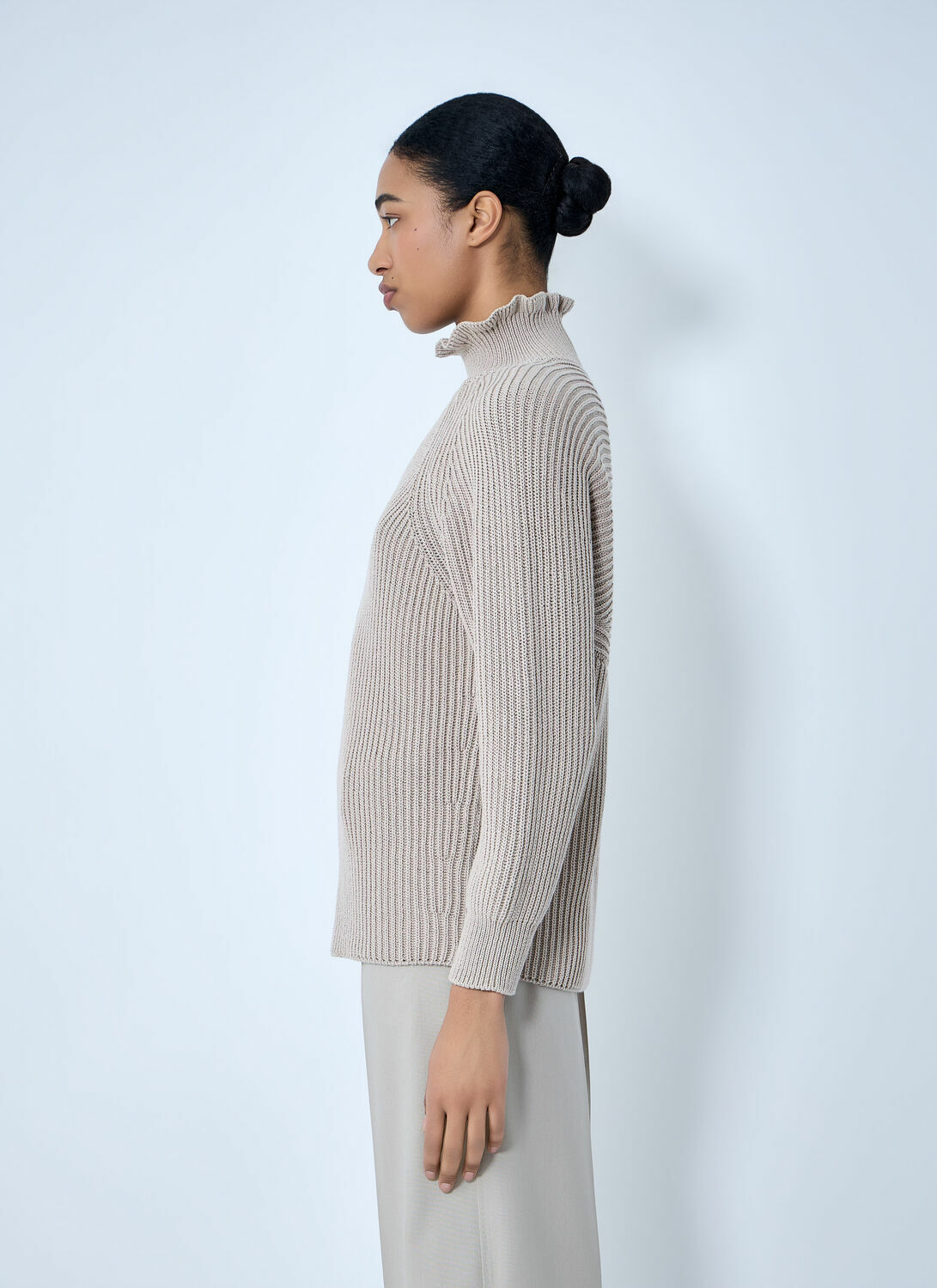 Max Mara Ribbed Knit High Neck Sweater
