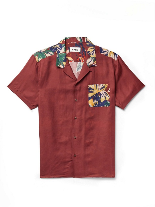 Photo: YMC - Malick Camp-Collar Printed Cotton and Silk-Blend Shirt - Brown
