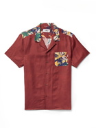 YMC - Malick Camp-Collar Printed Cotton and Silk-Blend Shirt - Brown