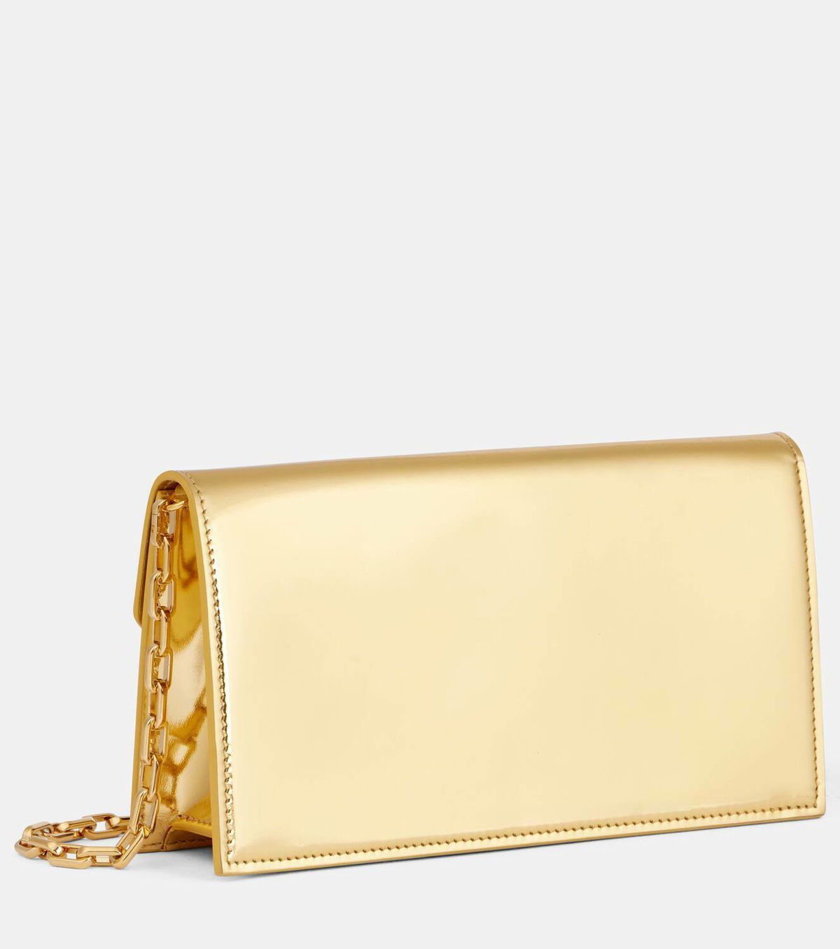 【Christian Louboutin】 Loubi54 mirrored leather clutch Loubi54 - Clutch - Laminated calf leather - Silver