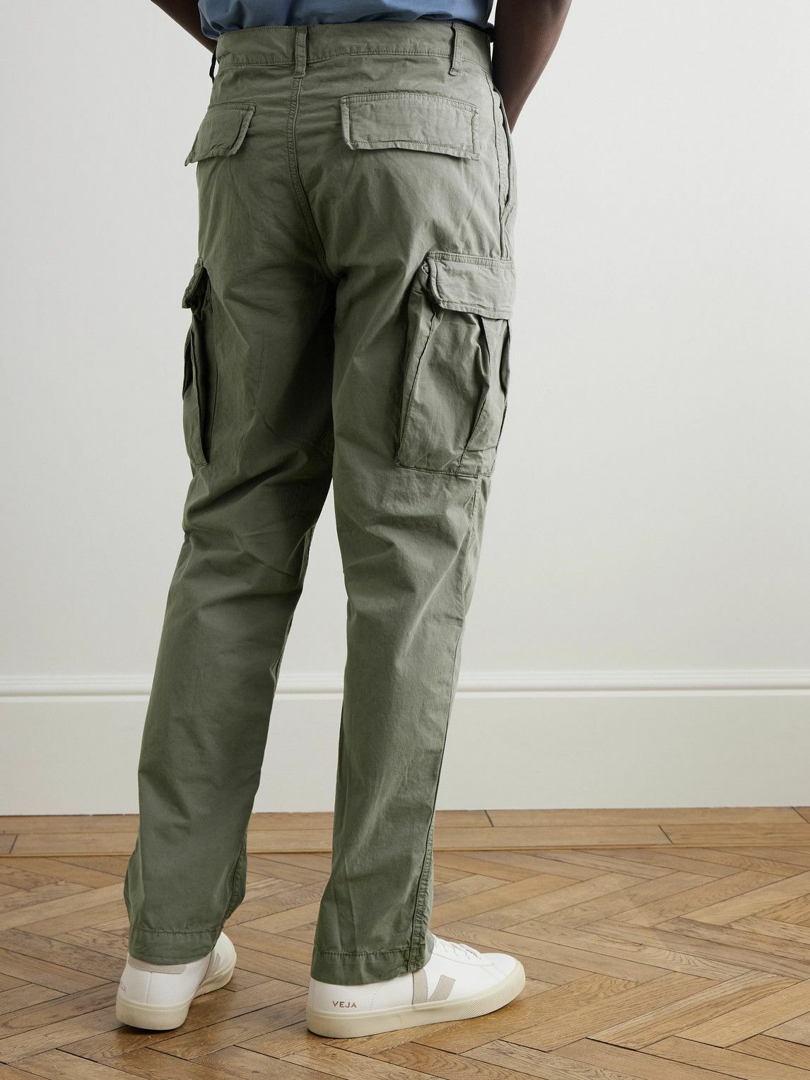 Hartford - Tapered Cotton-Drill Cargo Trousers - Green