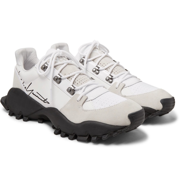 Photo: Y-3 - Kyoi Trail Leather, Suede and Mesh Sneakers - White