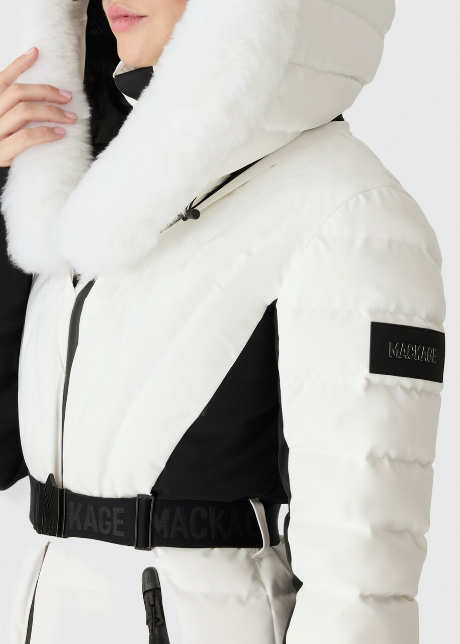 Mackage Elita Fur-hood Padded ski Jacket Off White