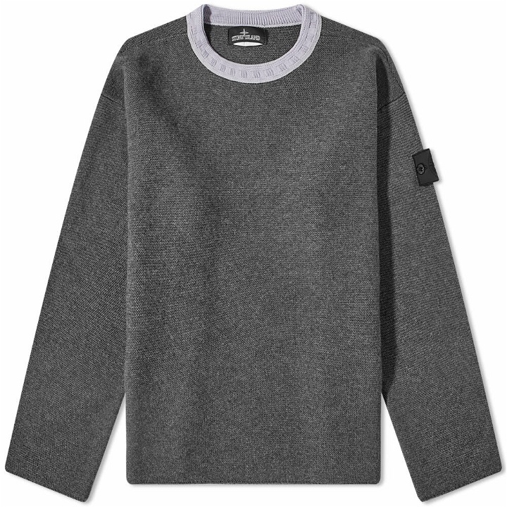 Photo: Stone Island Shadow Project Men's Contrast Collar Crew Knit in Blue Grey