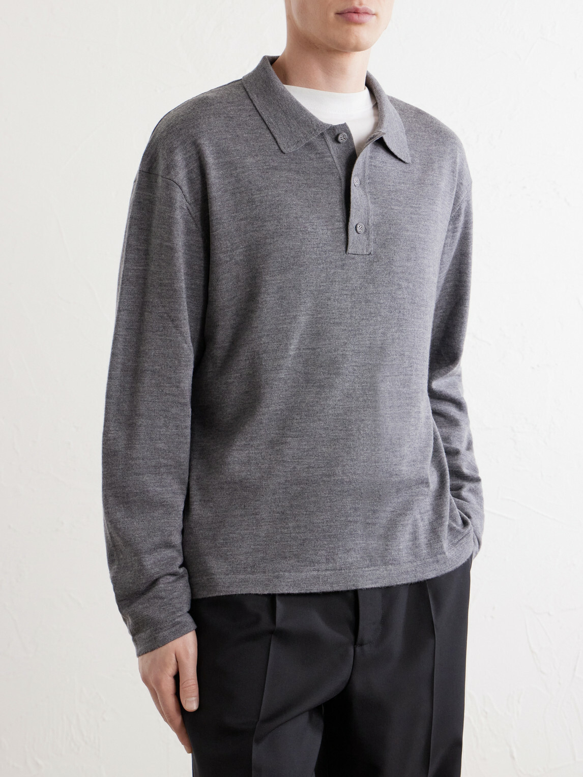 Officine Générale - Bay Merino Wool Polo Shirt - Gray