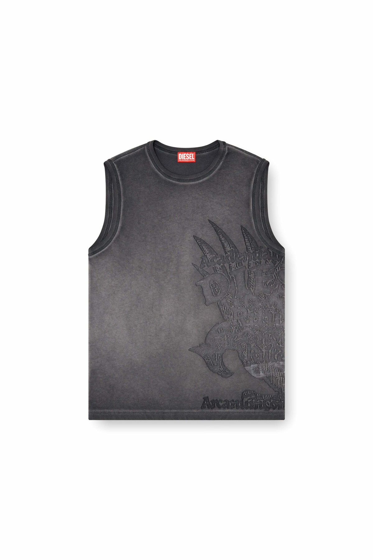 Diesel Sleeveless jersey top with embossed graphics - T-Shirts Mens in Grey