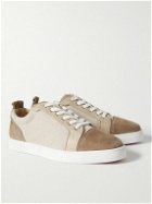 Christian Louboutin - Louis Junior Linen, Leather and Suede Leather Sneakers - Brown