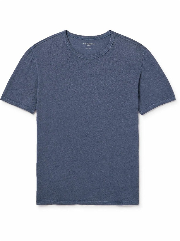Photo: Officine Générale - Garment-Dyed Linen-Blend T-Shirt - Blue