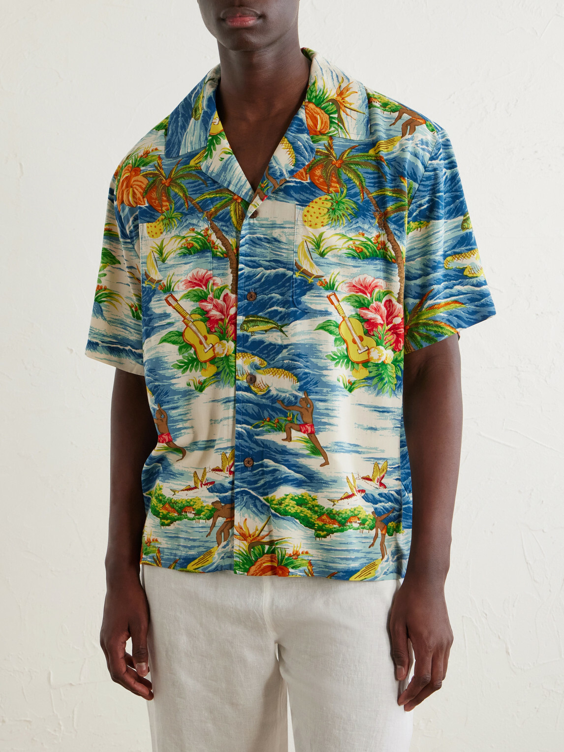 Cherry Los Angeles - Camp-Collar Logo-Printed Poplin Shirt - Multi