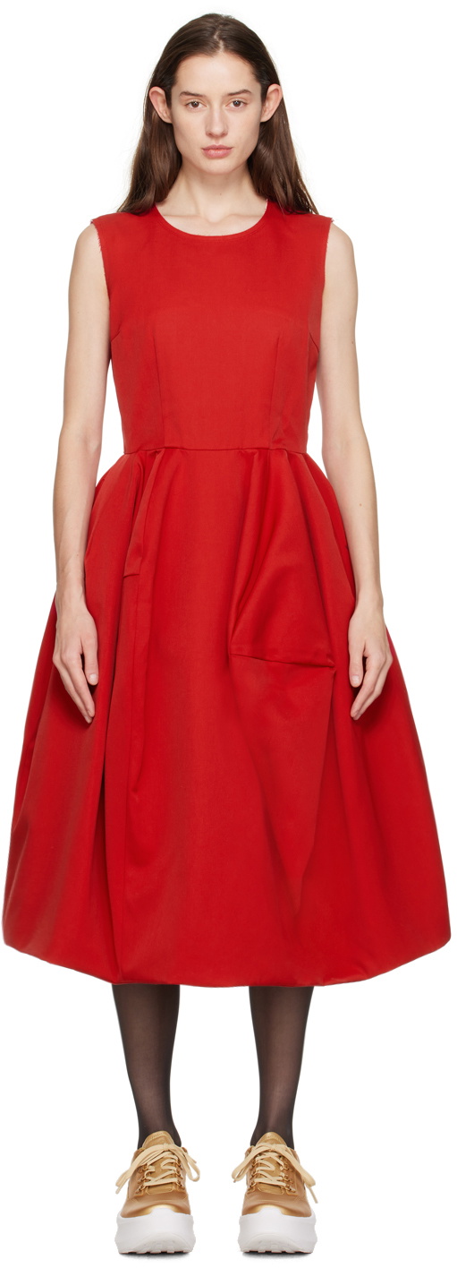 Comme des Garçons Red Structured Midi Dress Comme des Garcons