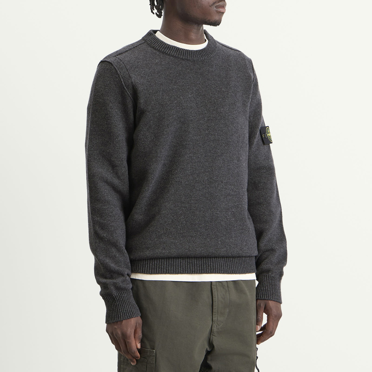 Stone Island Men's Lambswool Jumper in Lead Melange