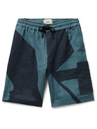 FOLK - Assembly Printed Linen Drawstring Cargo Shorts - Blue - 1