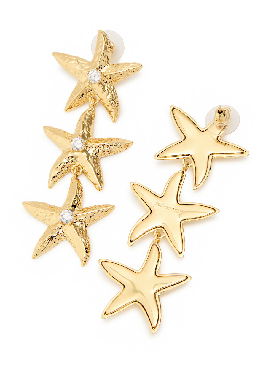 Self-portrait Mottled Gold Sea Star Gold-plated Drop Earrings - One Size