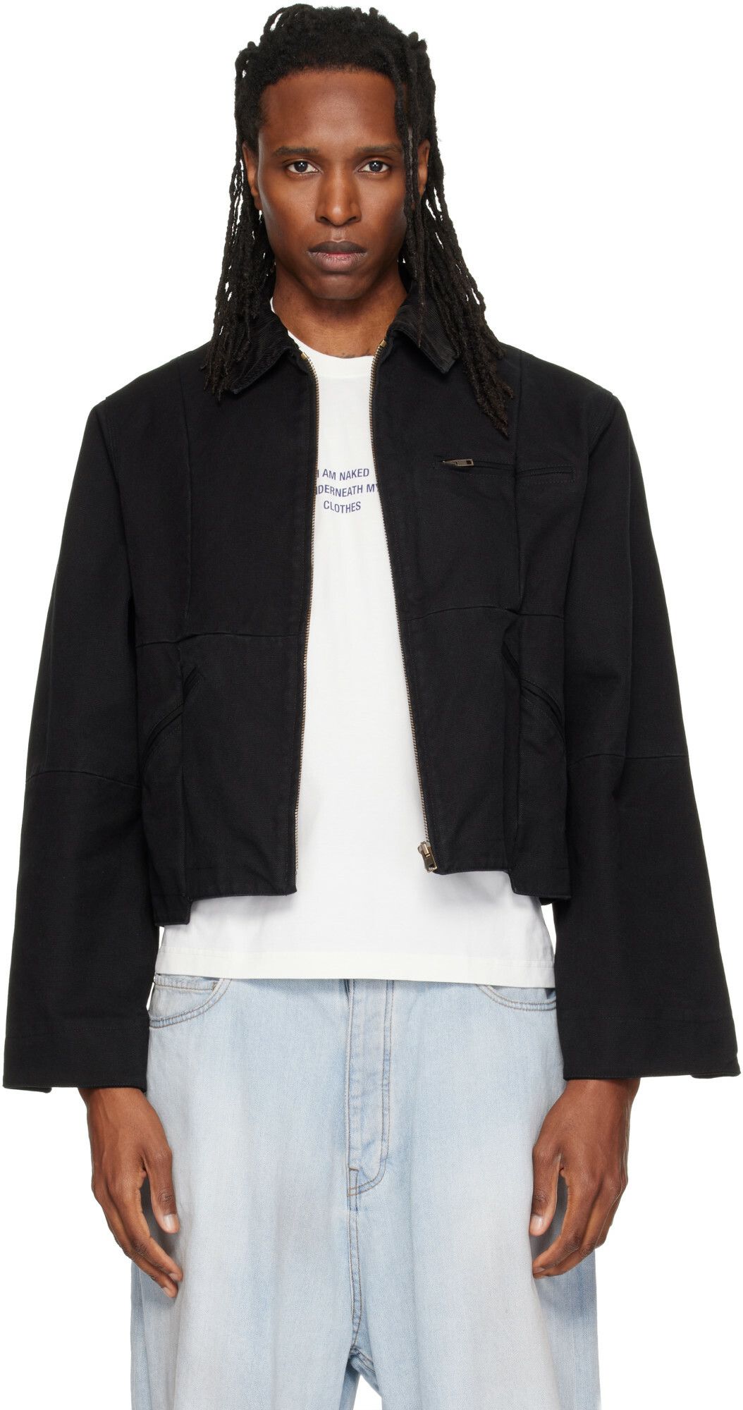 VETEMENTS Black Cut-Up Workwear Jacket