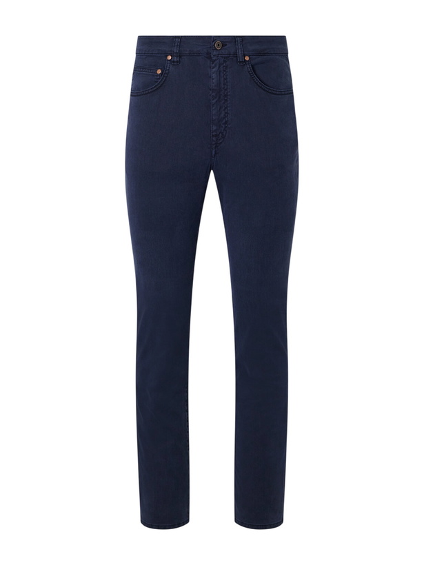 Photo: Boglioli - Straight-Leg Garment-Dyed Cotton-Blend Twill Trousers - Blue