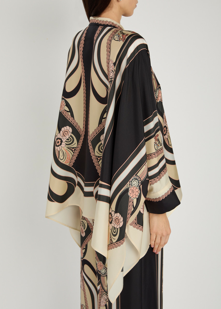 LA Double J Foulard Printed Silk Blouse Cream