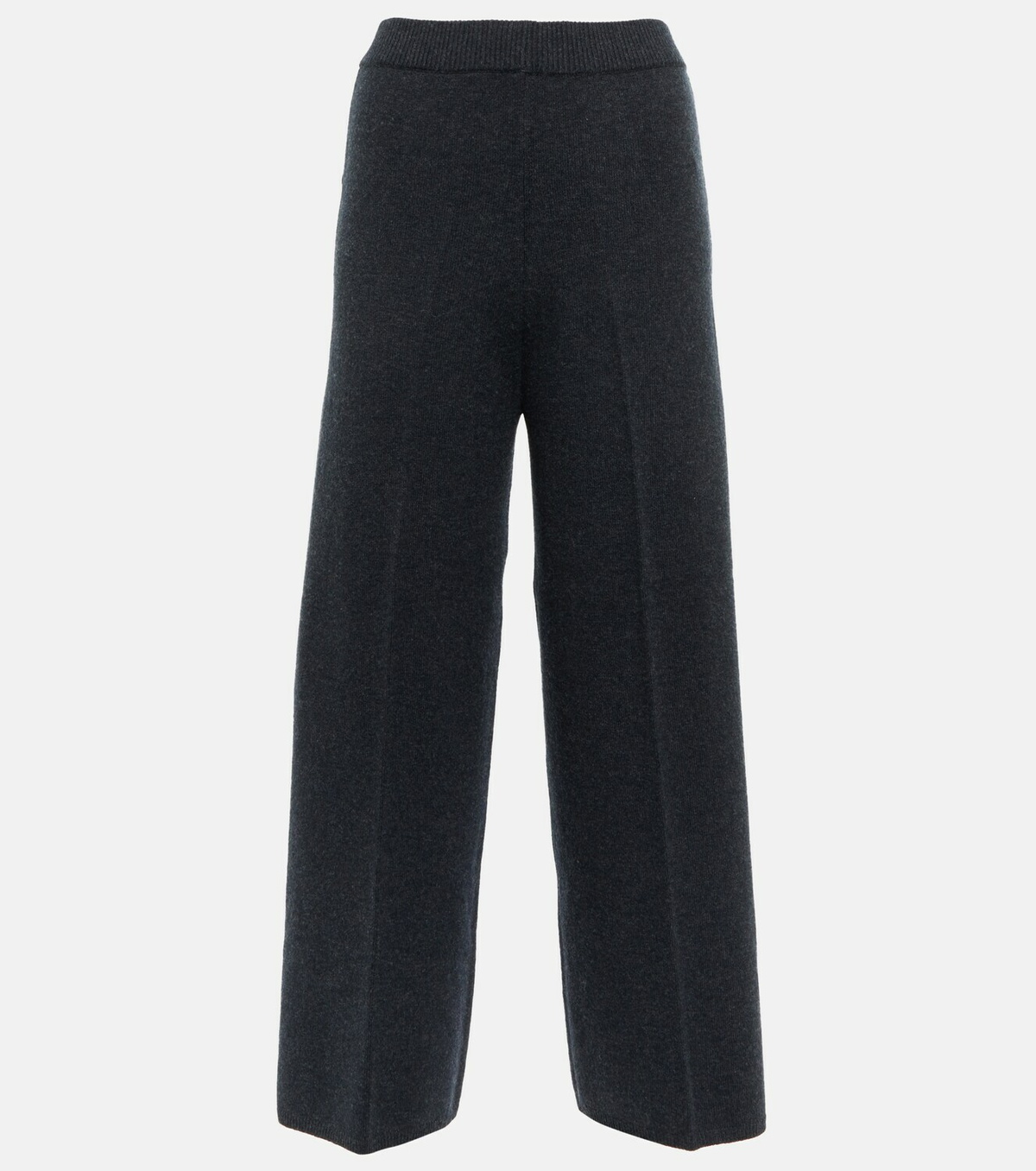 Wool-blend knit flared pants in black - Joseph