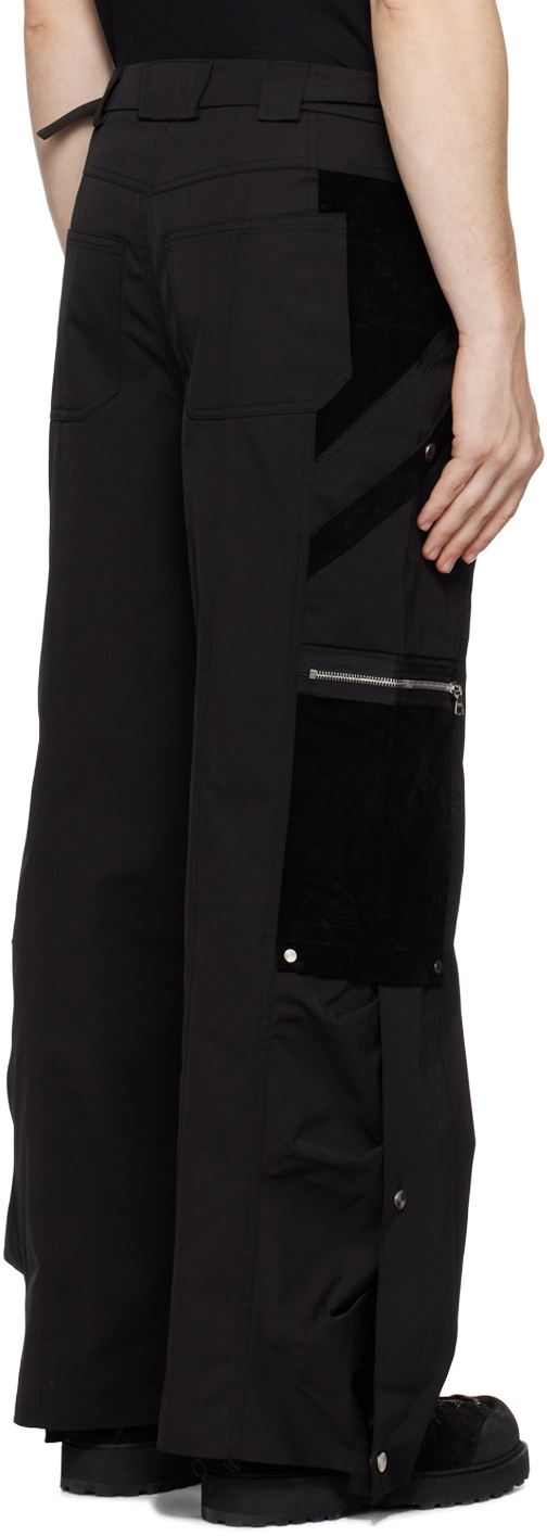 【関税込み】CMMAWEAR ブラック Snapped Hem カーゴパンツ KOMUNE | Black Snapped Hem Cargo Trousers